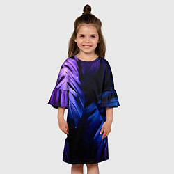 Платье клеш для девочки НЕОНОВЫЕ ПАПОРОТНИКИ, цвет: 3D-принт — фото 2