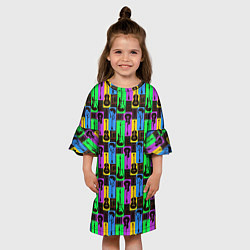 Платье клеш для девочки Красочные Гитары, цвет: 3D-принт — фото 2