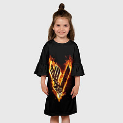 Платье клеш для девочки Викинги: Вальхалла, логотип, цвет: 3D-принт — фото 2