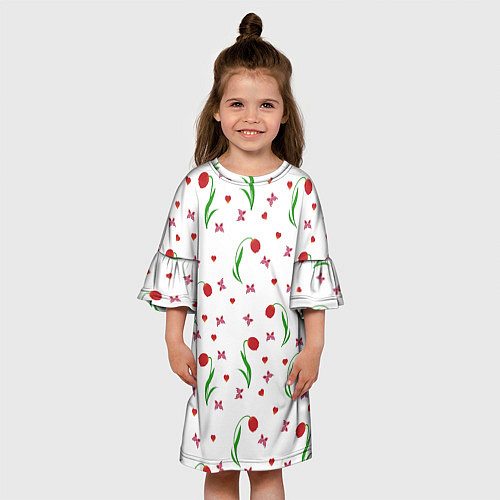 Детское платье Тюльпаны, бабочки, сердечки / 3D-принт – фото 3