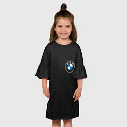Платье клеш для девочки BMW LOGO CARBON ЧЕРНЫЙ КАРБОН, цвет: 3D-принт — фото 2