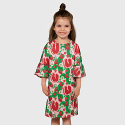 Платье клеш для девочки Гранат фрукт паттерн, цвет: 3D-принт — фото 2