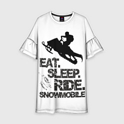 Платье клеш для девочки EAT SLEEP RIDE SNOWMOBILE, цвет: 3D-принт