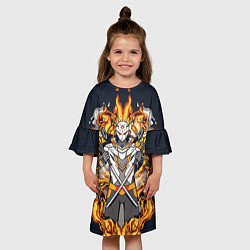 Платье клеш для девочки Огненный страж в маске, цвет: 3D-принт — фото 2