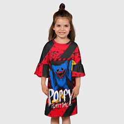 Платье клеш для девочки Poppy Playtime RED WARNING, цвет: 3D-принт — фото 2