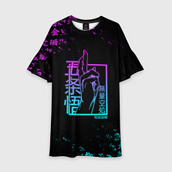 Платье клеш для девочки СУКУНА МАГИЧЕСКАЯ БИТВА НЕОН SUKUNA NEON, цвет: 3D-принт