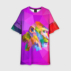 Платье клеш для девочки Цветная обезьяна Color monkey, цвет: 3D-принт
