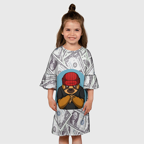 Детское платье Богатый ленивец Паттерн из долларов / 3D-принт – фото 3