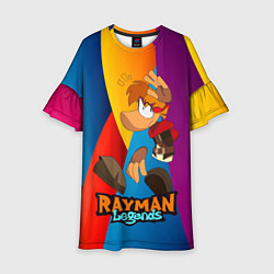 Платье клеш для девочки Rayman Радужный фон, цвет: 3D-принт