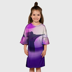 Платье клеш для девочки Биатлон Двоеборье, цвет: 3D-принт — фото 2