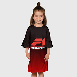 Платье клеш для девочки F1 McLaren Red carbone, цвет: 3D-принт — фото 2
