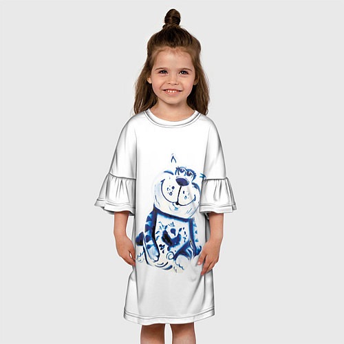 Детское платье Gzhel the cat / 3D-принт – фото 3
