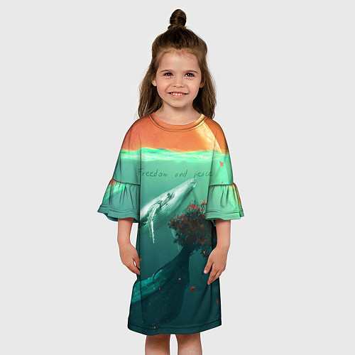 Детское платье Кит - Freedom and peace / 3D-принт – фото 3