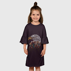 Платье клеш для девочки Статный орёл, цвет: 3D-принт — фото 2