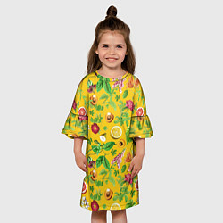 Платье клеш для девочки Фрукты, лето, цвет: 3D-принт — фото 2