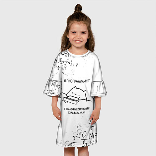 Детское платье КОТ ПРОГРАММИСТ / 3D-принт – фото 3