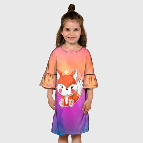 Детское платье Маленький рыжий лисенок с короной / 3D-принт – фото 3