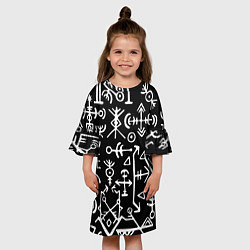 Платье клеш для девочки Древние руны Паттерн, цвет: 3D-принт — фото 2
