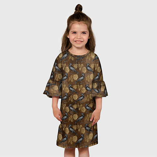 Детское платье Черный ворон паттерн / 3D-принт – фото 3