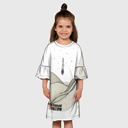 Платье клеш для девочки РОСКОСМОС на белом, цвет: 3D-принт — фото 2
