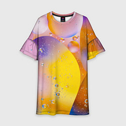 Платье клеш для девочки Градиент Яркие Пузыри, цвет: 3D-принт