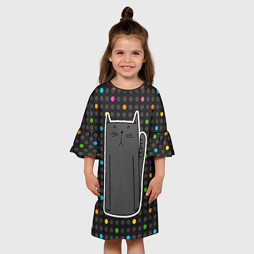 Детское платье Черный длинный котик / 3D-принт – фото 3