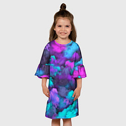 Платье клеш для девочки Неоновые тучи, цвет: 3D-принт — фото 2