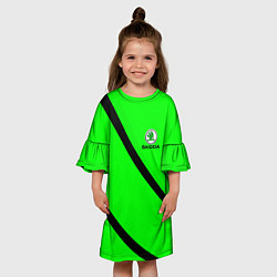 Платье клеш для девочки SKODA Логотип, цвет: 3D-принт — фото 2