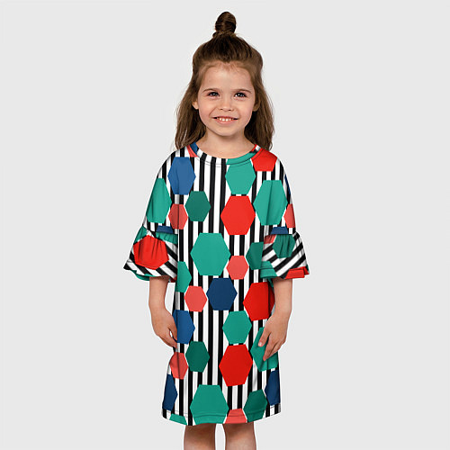 Детское платье Геометрический разноцветный узор / 3D-принт – фото 3