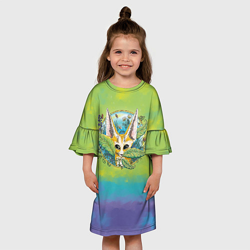Детское платье Лиса фенек среди цветов / 3D-принт – фото 3