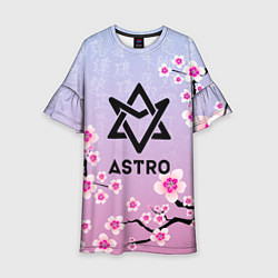 Платье клеш для девочки ASTRO ЦВЕТЫ САКУРЫ, цвет: 3D-принт