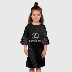 Платье клеш для девочки Lexus следы шин, цвет: 3D-принт — фото 2