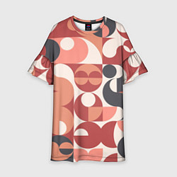 Платье клеш для девочки Геометрический орнамент оранж, цвет: 3D-принт