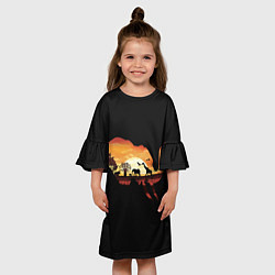 Платье клеш для девочки Душа природы - слон, цвет: 3D-принт — фото 2