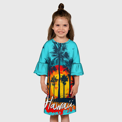 Детское платье Hawaii Солнце, Пальмы / 3D-принт – фото 3