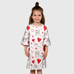 Платье клеш для девочки Романтические сердечки, цвет: 3D-принт — фото 2