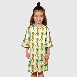 Платье клеш для девочки Побеги ананасов, цвет: 3D-принт — фото 2
