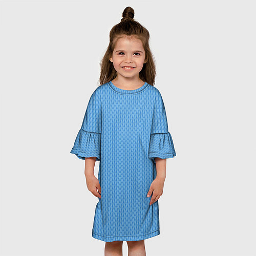 Детское платье Вязаный узор голубого цвета / 3D-принт – фото 3