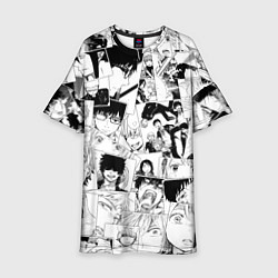 Платье клеш для девочки Синий Экзорцист паттерн, цвет: 3D-принт