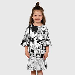 Платье клеш для девочки Синий Экзорцист паттерн, цвет: 3D-принт — фото 2