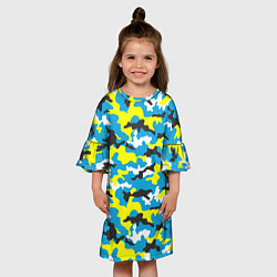 Платье клеш для девочки Камуфляж Небесно-Синий, цвет: 3D-принт — фото 2