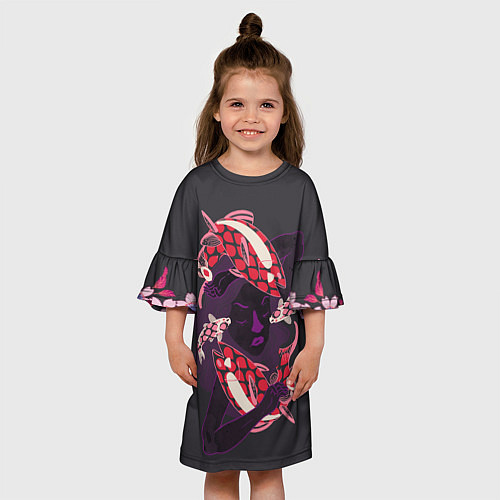 Детское платье Девушка карп-кои и киты / 3D-принт – фото 3