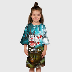 Платье клеш для девочки Cuphead Zombie, цвет: 3D-принт — фото 2