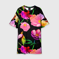Платье клеш для девочки Цветочный узор Floral pattern, цвет: 3D-принт