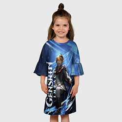 Платье клеш для девочки Геншин Аято-гидроперсонаж, цвет: 3D-принт — фото 2