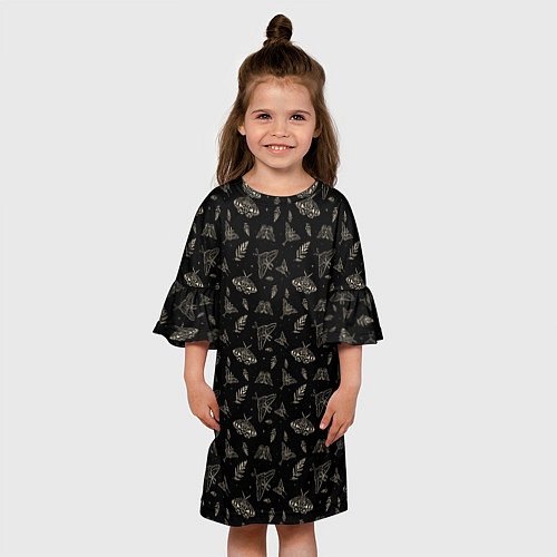 Детское платье Бабочки и листья на черном фоне мистика / 3D-принт – фото 3