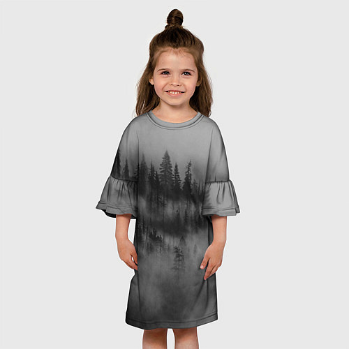 Детское платье Туманный лес - природа / 3D-принт – фото 3