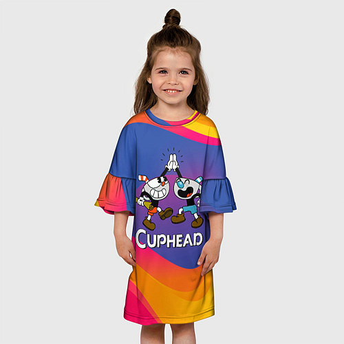 Детское платье Веселые чашечки - Cuphead / 3D-принт – фото 3