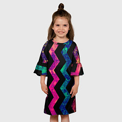 Платье клеш для девочки Геометрический паттерн Neon, цвет: 3D-принт — фото 2