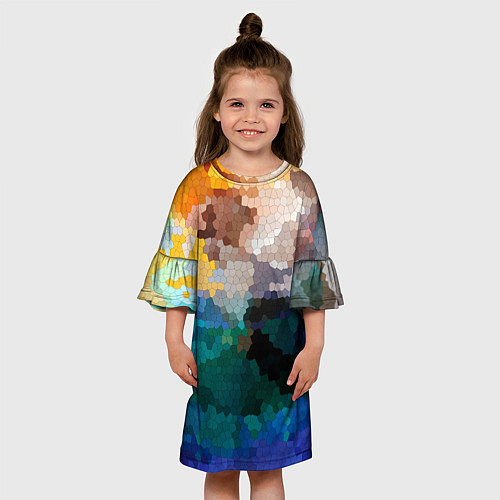 Детское платье Осенний мозаичный узор / 3D-принт – фото 3